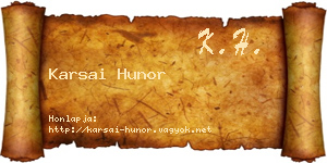 Karsai Hunor névjegykártya